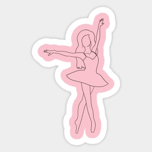 Pink Ballerina Line Art Sticker